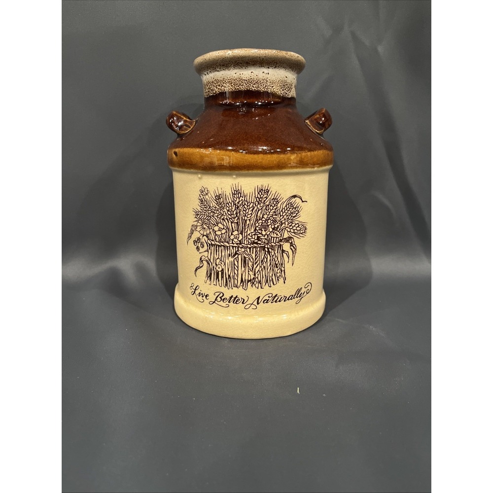 Live Better Naturally Enesco 7" Vintage Stoneware Milk Crock Jug Utensil Holder